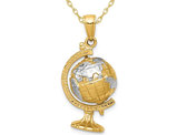 14K Yellow Gold Polished Moveable Globe Pendant Necklace Charm with Chain